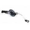 Steel tape measure on aluminum frame