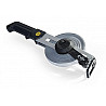 Steel tape measure on aluminum frame