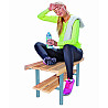 Wardrobe seat wood type D climb-over bench, with shoe storage