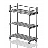 Mobiles plastic shelf with suspension, 138x60x177 cm