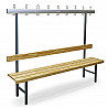 Wardrobe seat wood type B without shoe rack with stainless steel hooks, one side 