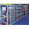 Equipment cabinet, light gray painted, with security compartment