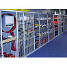 Equipment cabinet, light gray painted, with security compartment