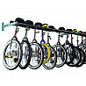 Wall shelf for large balls and unicycles