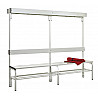 Cloakroom bench made of stainless steel, 2m, single