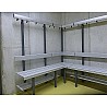 Wardrobe seat wood type B lm one side with shoe storage, with plastic hooks