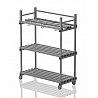 Mobiles plastic shelf with suspension, 138x60x177 cm
