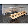 Wardrobe seat wood type A double-sided linear meters without a shoe rack, with stainless steel hooks.