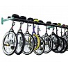 Wall shelf for large balls and unicycles