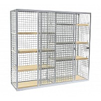 Equipment cabinet divided in the middle, light gray painted