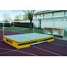 Driving and folding high jump mat