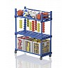 Mobiles plastic shelf with suspension, 138x60x177 cm