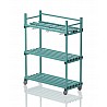 Mobiles plastic shelf with suspension, 138x60x177 cm