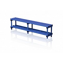 Bench plastic, single-sided, 200x35x49 cm, 4 seat profile, blue