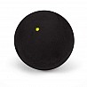 Squash ball, black with yellow spot, slowly