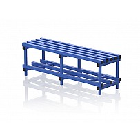 Bench plastic, single-sided, 200x45x49 cm, 5 seat profile, blue