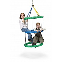 Rope ring swing carousel, green / blue, suspension height 2 m, diameter 0.70 m,