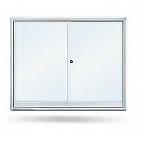 Aluminum showcase with sliding doors