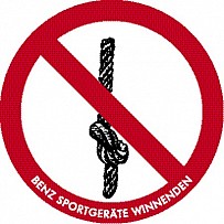 Warning sign for climbing ropes