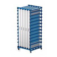 Mobile plastic rack (W x H x D) 105 x 254 x 102 cm