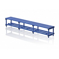 Bench plastic, single-sided, 300x45x49 cm, 5 seat profile, blue