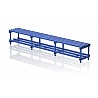 Bench plastic, single-sided, 300x45x49 cm, 5 seat profile, blue