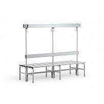 Double Cloakroom bench made of stainless steel, 2m