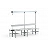 Double Cloakroom bench made of stainless steel, 2m